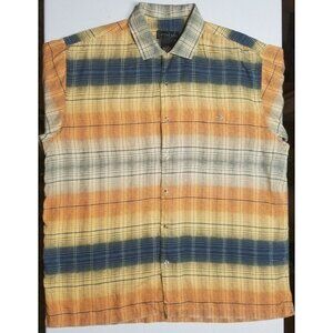Cotton Reel Short Sleeve Button Up Multicolor Hawaiian Beach Silk Shirt Men's L